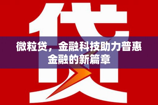 美浓微粒贷，金融科技助力普惠金融的新篇章