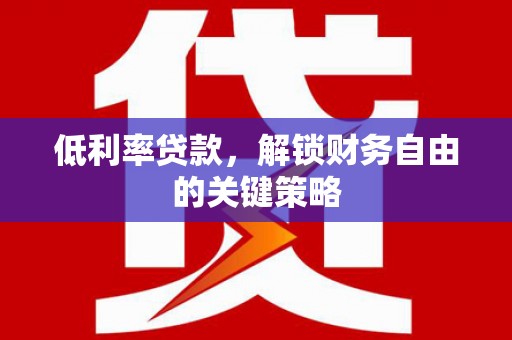 美浓低利率贷款，解锁财务自由的关键策略