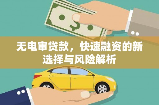 美浓无电审贷款，快速融资的新选择与风险解析